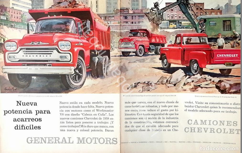 Collectionnisme d'affiches: CARTEL ANTIGUO ORIGINAL DE AUTOS CAMIONETAS Y CAMIONES CHEVROLET 1958 / 827