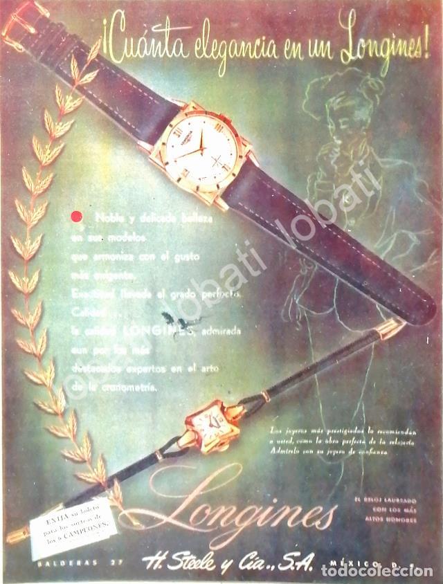 Collectionnisme d'affiches: CARTEL ANTIGUO ORIGINAL DE RELOJES LONGINES 1940s ALMACENES H. STEELE & CIA / 62