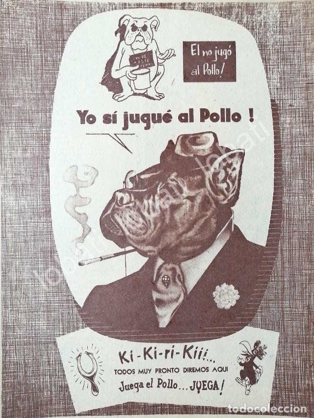 Collectionnisme d'affiches: CARTEL ANTIGUO ORIGINAL DE LOTERIA NACIONAL 1953 JUEGA EL POLLO /163