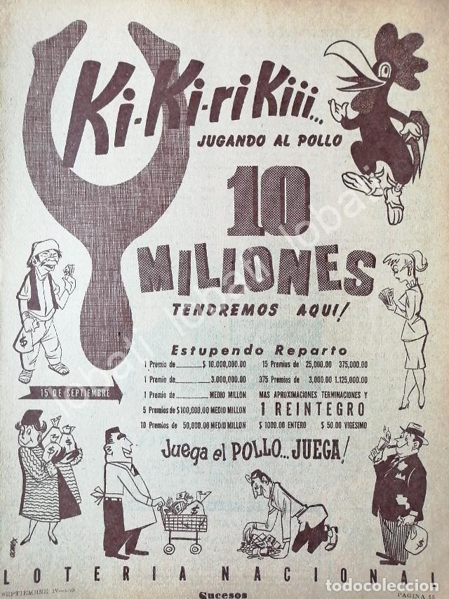 Collectionnisme d'affiches: CARTEL ANTIGUO ORIGINAL DE LOTERIA NACIONAL 1953 JUEGA EL POLLO /164