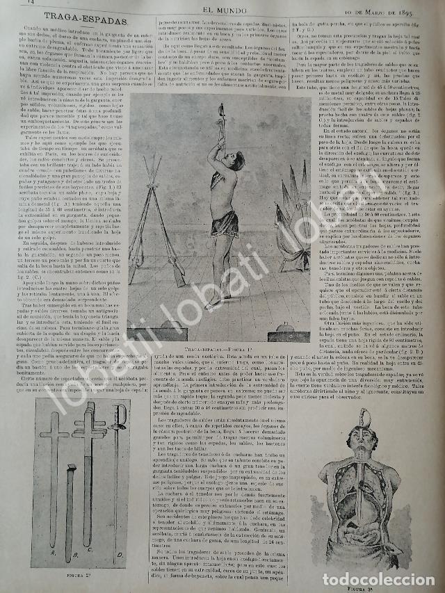 Collectionnisme d'affiches: CARTEL ANTIGUO ORIGINAL DE EL ACTO DE LOS TRAGA ESPADAS 1895