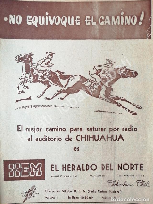 Poster collecting: CARTEL ANTIGUO ORIGINAL DE RADIO DIFUSORA XEM, CHIHUAHUA. EL HERALDO DEL NORTE 1952 /43 MUY RARO