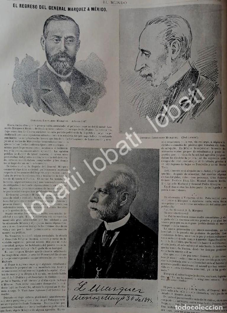 Poster collecting: CARTEL ANTIGUO ORIGINAL DE EL GENERAL LEONARDO MARQUEZ ARAUJO REGRESA A MEXICO 1895 MLT