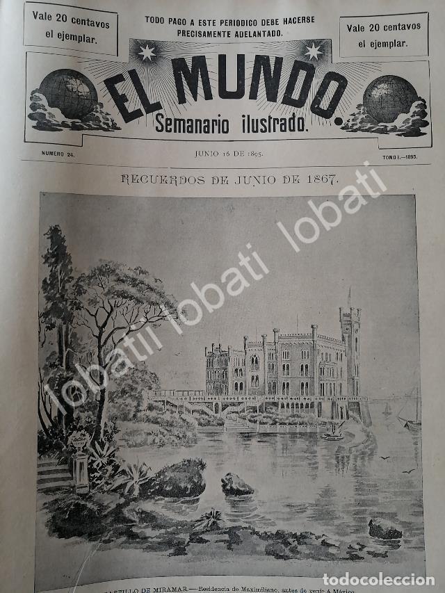 Poster collecting: PORTADA ANTIGUA ORIGINAL 1895 CASTILLO DE MIRAMAR /MAXIMILIANO