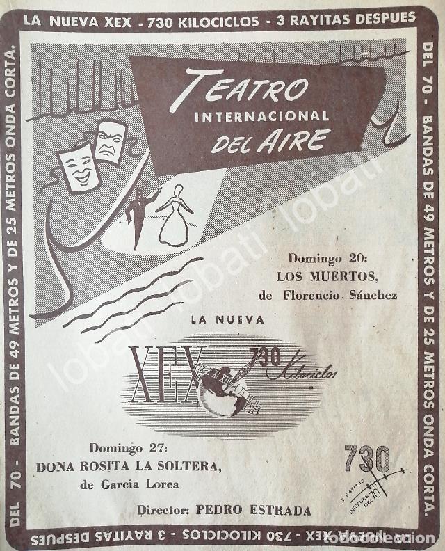 Poster collecting: CARTEL ANTIGUO ORIGINAL DE RADIO DIFUSORA XEX. Y TEATRO INTERNACIONAL DEL AIRE 1952 /53