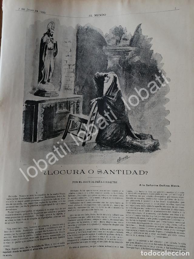 Poster collecting: CARTEL ANTIGUO ORIGINAL DE CUENTO INEDITO DE PE&Ntilde;A IDIAQUEZ A DELFINA NIEVA. LOCURA O SANTIDAD 1895