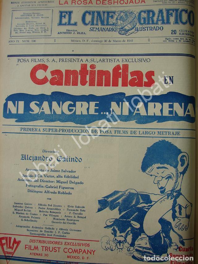 Poster collecting: CARTEL ANTIGUO ORIGINAL DE FILMANDO NI SANGRE NI ARENA 1941 CANTINFLAS, ESTRENO /83