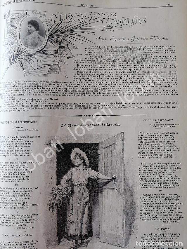 Sammeln von Plakaten: CARTEL ANTIGUO ORIGINAL DE LA PIANISTA ESPERANZA GUTIERREZ MENDEZ 1898 /FEP