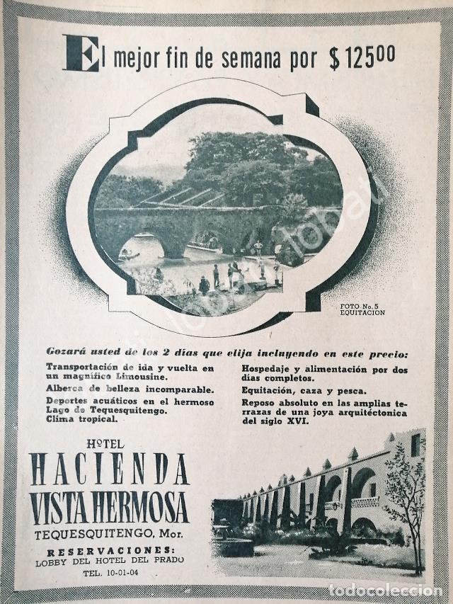 Sammeln von Plakaten: CARTEL ANTIGUO ORIGINAL DE HOTEL HACIENDA VISTA HERMOSA, MORELOS 1953 /200
