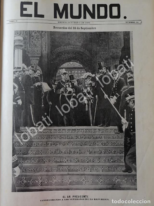Sammeln von Plakaten: PORTADA ANTIGUA ORIGINAL 1898 PORFIRIO DIAZ CONDECORA OFICIALES. DIBUJO DE CARLOS ALCALDE / MLT /PL
