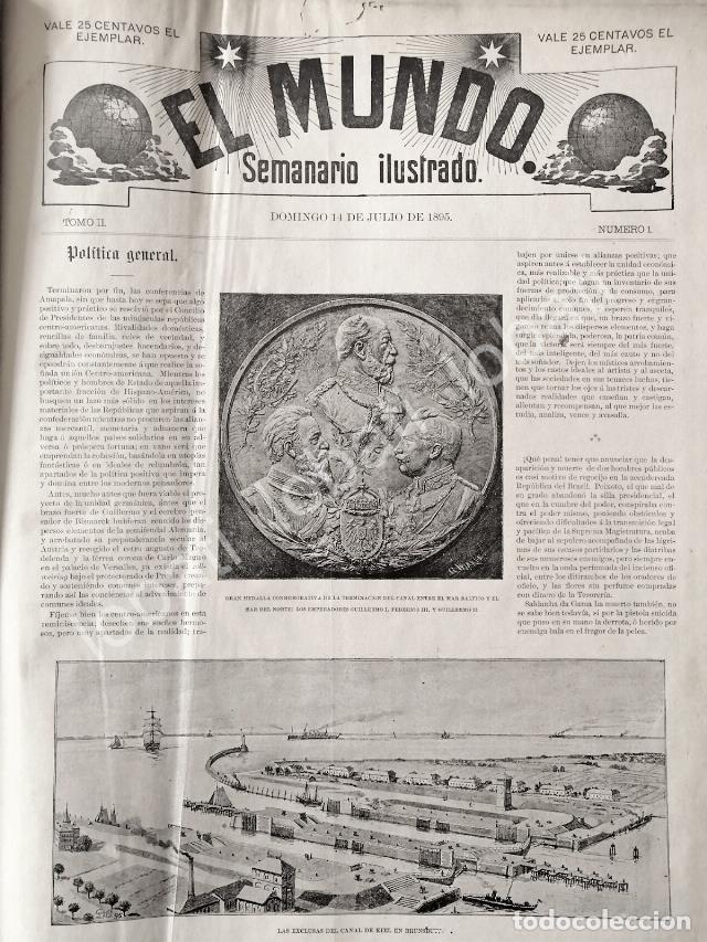 Sammeln von Plakaten: PORTADA ANTIGUA ORIGINAL 1895 SE TERMINA EL CANAL DE KIEL, ALEMANIA