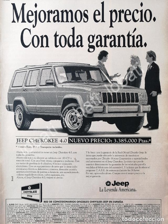 Sammeln von Plakaten: CARTEL ANTIGUO ORIGINAL DE AFICHE DE AUTOS JEEP CHEROKEE 1992 / 853