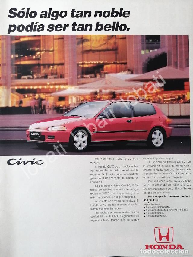 Coleccionismo de carteles: CARTEL ANTIGUO ORIGINAL DE AUTOS HONDA CIVIC 1991 / 868