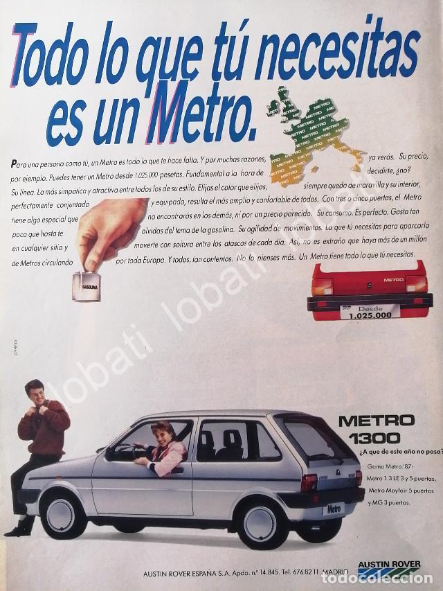 Coleccionismo de carteles: CARTEL ANTIGUO ORIGINAL DE AUTOS AUSTIN ROVER METRO 1300 1982 /894