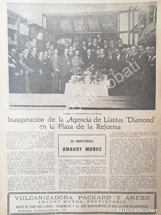 Coleccionismo de carteles: CARTEL ANTIGUO ORIGINAL DE INAUGURACION LLANTAS DIAMOND MEXICO DE AMAURY MU&Ntilde;OZ 1922 /208