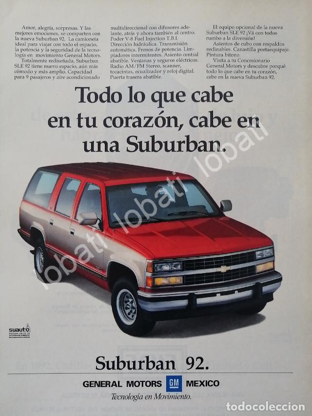 Coleccionismo de carteles: CARTEL ANTIGUO ORIGINAL DE AUTOS CHEVROLET SUBURBAN 1992 /921