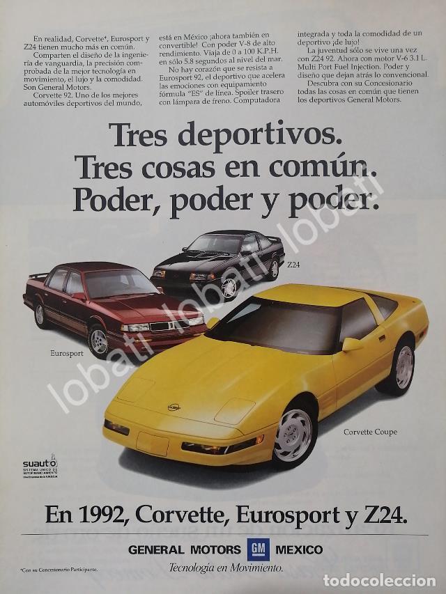 Coleccionismo de carteles: CARTEL ANTIGUO ORIGINAL DE AUTOS CHEVROLET CORVETTE Y OTROS 1992 /925