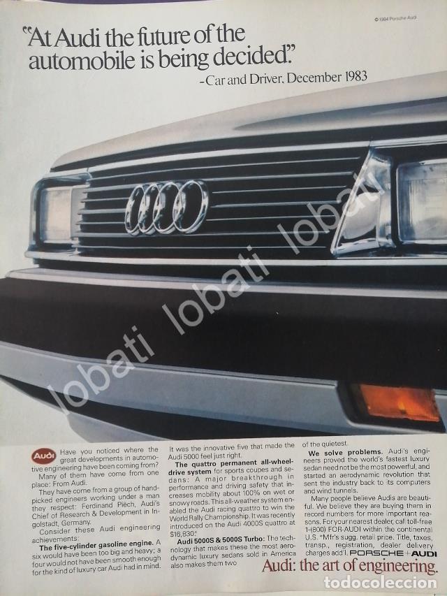 Coleccionismo de carteles: CARTEL ANTIGUO ORIGINAL DE AUTOS AUDI AT. 1984 /970