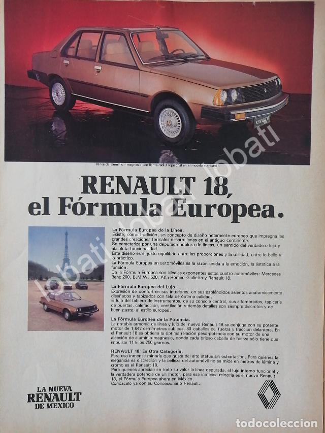 Coleccionismo de carteles: CARTEL ANTIGUO ORIGINAL DE AUTOS RENAULT 18 1981 /992