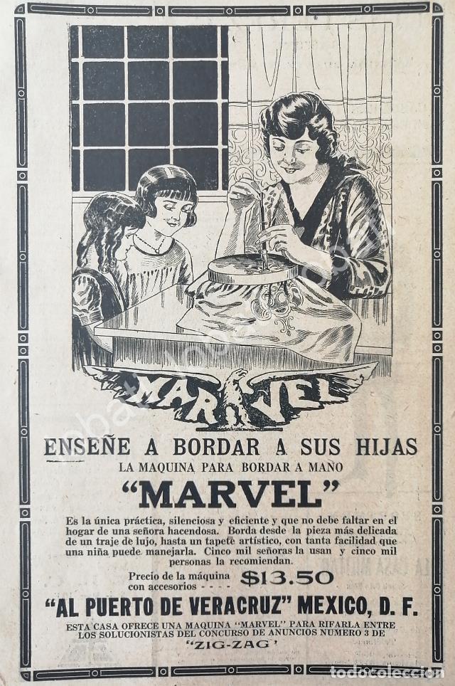 Coleccionismo de carteles: CARTEL ANTIGUO ORIGINAL DE ARO DE BORDADO A MANO MARVEL, 1920 /233 SUPER RARO 10+