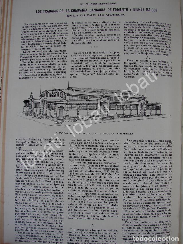 Coleccionismo de carteles: CARTEL ANTIGUO ORIGINAL DE LUGARES DE MORELIA. MERCADO SAN FRANCISCO Y HOTEL EUROPA. 1910 /LDM