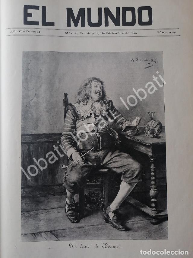 Sammeln von Plakaten: PORTADA ANTIGUA ORIGINAL ARTISTICA 1899. UN LECTOR DE BOCCACIO. POR: SCHROEDER