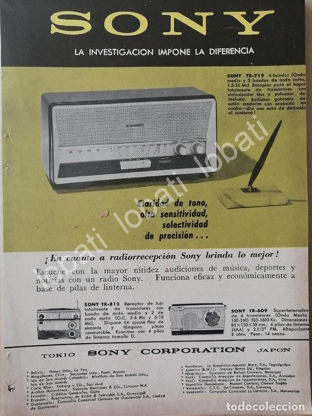 Sammeln von Plakaten: CARTEL ANTIGUO ORIGINAL DE MINI CARTEL RADIOS SONY SERIES TR-719 Y MAS 1960s / 297