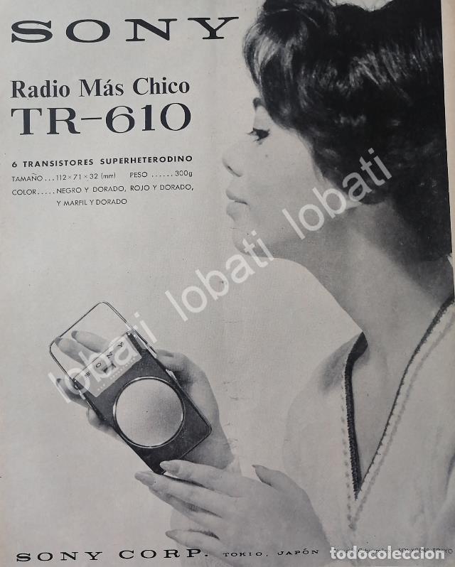 Collectionnisme d'affiches: CARTEL ANTIGUO ORIGINAL DE RADIOS DE BOLSILLO SONY TR-610 1958 /347