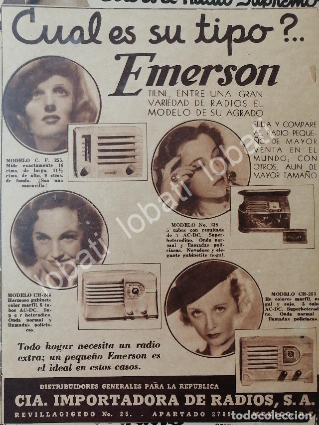 Collectionnisme d'affiches: CARTEL ANTIGUO ORIGINAL DE PUBLICIDAD ANTIGUA RADIOS EMERSON 1939 /394