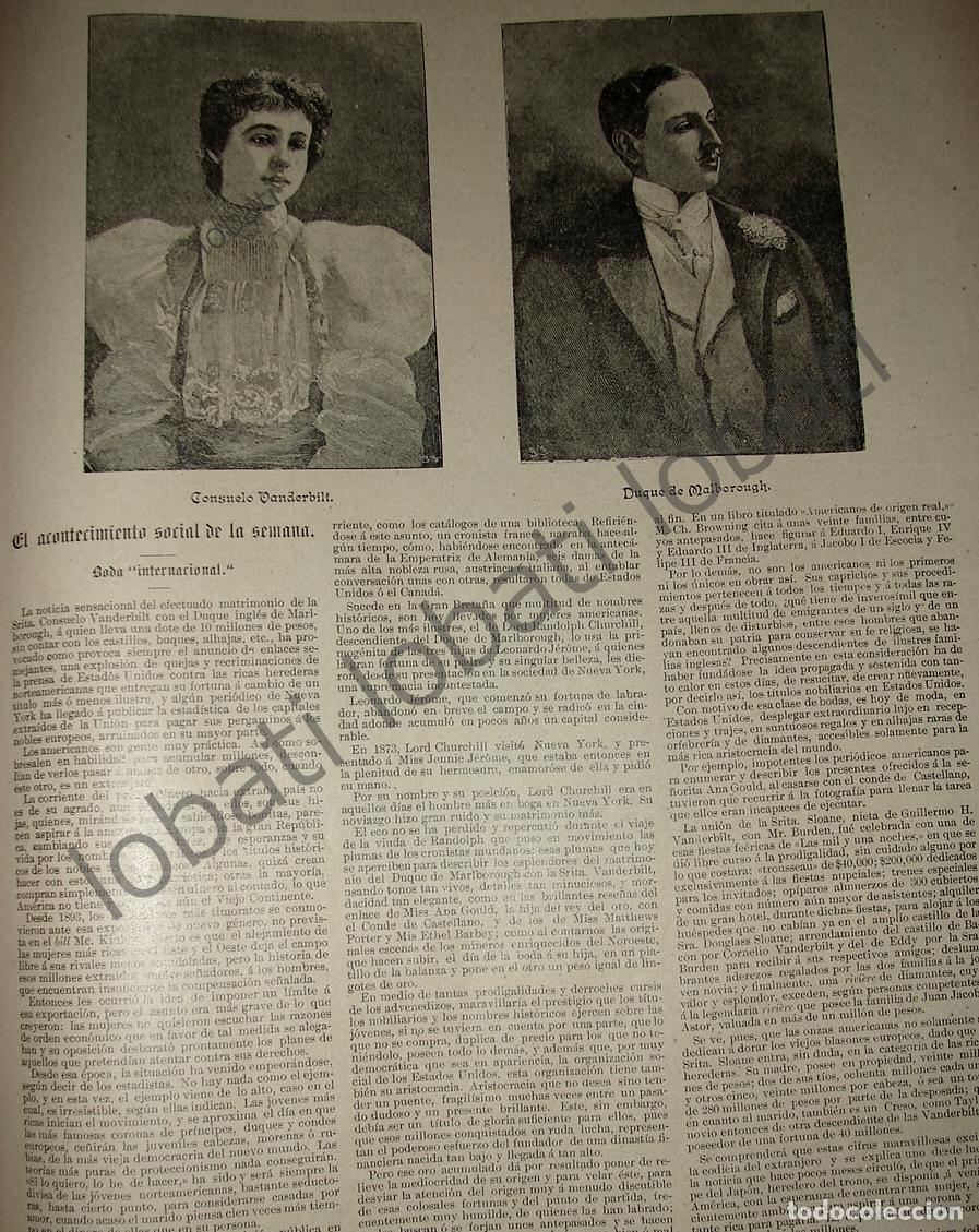 Collectionnisme d'affiches: CARTEL ANTIGUO ORIGINAL DE BODA. CONSUELO VANDEBILT & DUQUE DE MARLBOROUGH 1895 / ASM