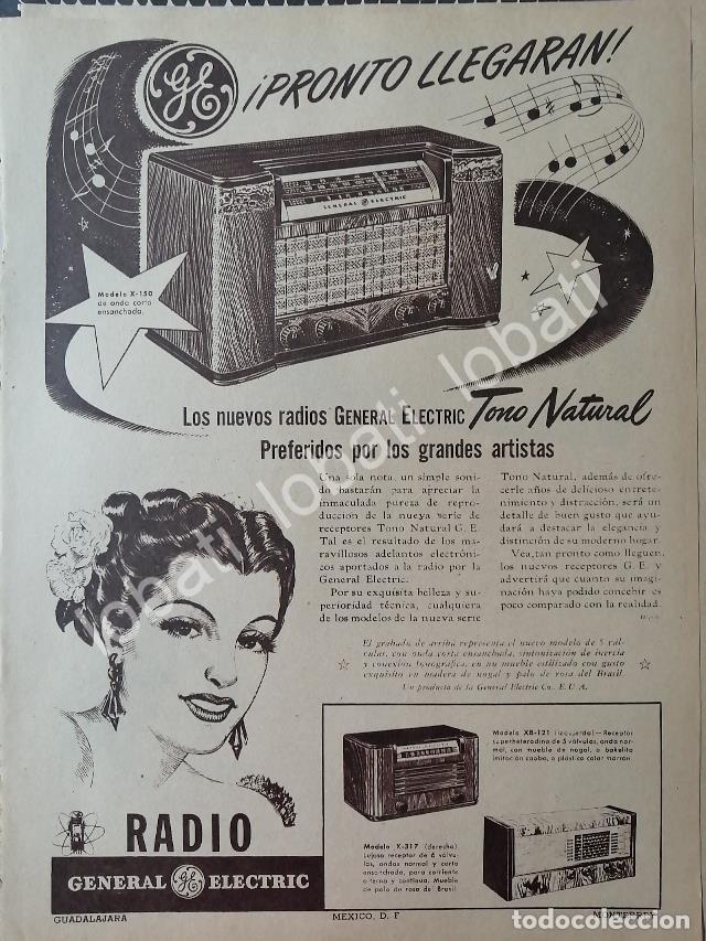 Collectionnisme d'affiches: CARTEL ANTIGUO ORIGINAL DE RADIOS GENERAL ELECTRIC X-150 TONO NATURAL 1947 /403