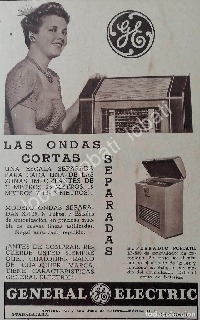 Collectionnisme d'affiches: CARTEL ANTIGUO ORIGINAL DE MINI CARTEL RADIOS GENERAL ELECTRIC ONDA CORTA 1941 /401