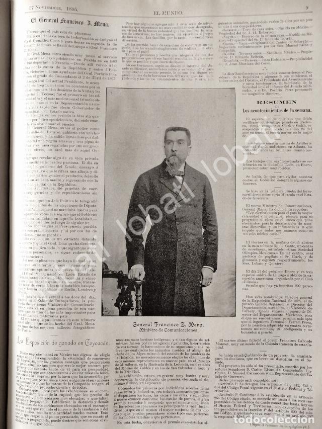 Collectionnisme d'affiches: CARTEL ANTIGUO ORIGINAL DE GENERAL. FRANCISCO Z. MENA NOMBRADO MINISTRO DE COMUNICACIONES 1895 / PLT