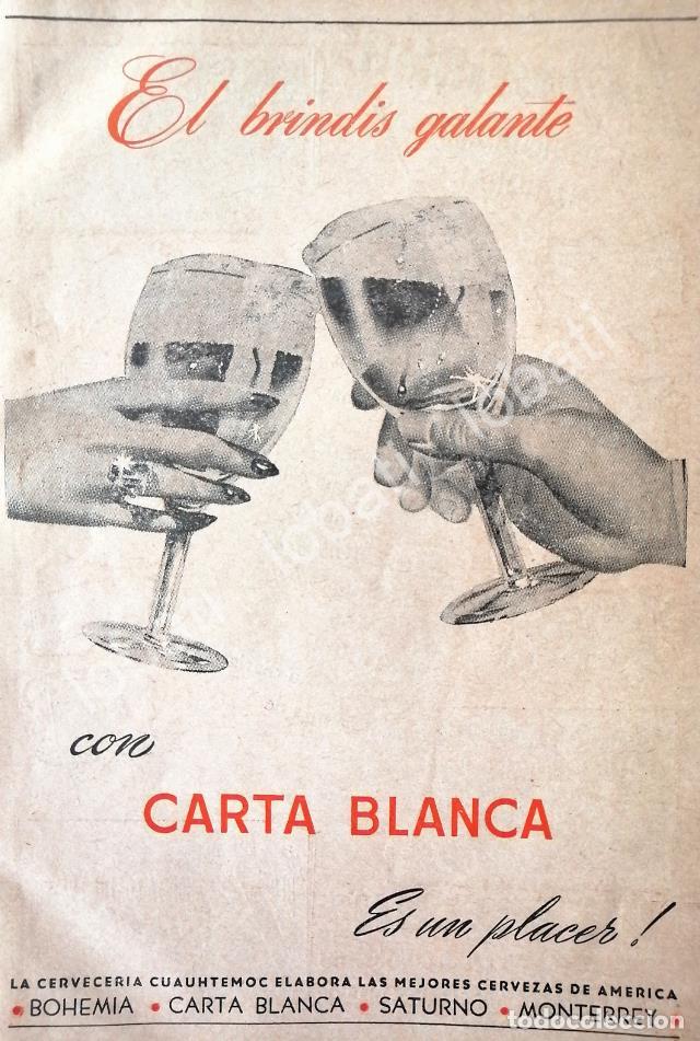 Collectionnisme d'affiches: CARTEL ANTIGUO ORIGINAL DE CERVEZA CARTA BLANCA 1940s /149