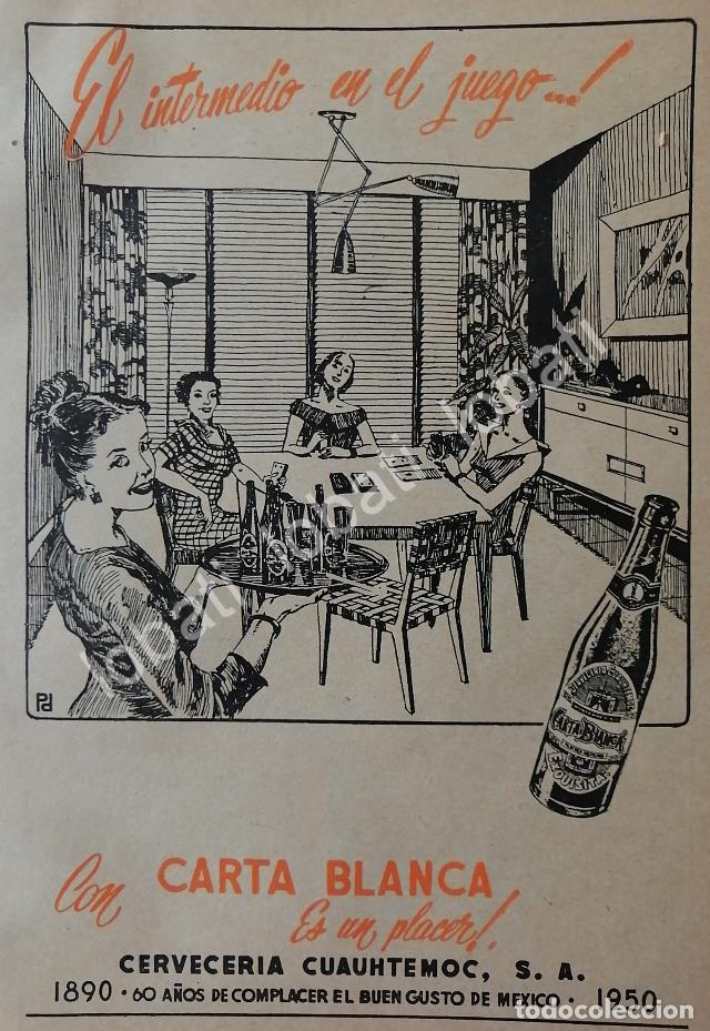 Collectionnisme d'affiches: CARTEL ANTIGUO ORIGINAL DE CERVEZA CARTA BLANCA 60 ANIVERSARIO 1950 /212