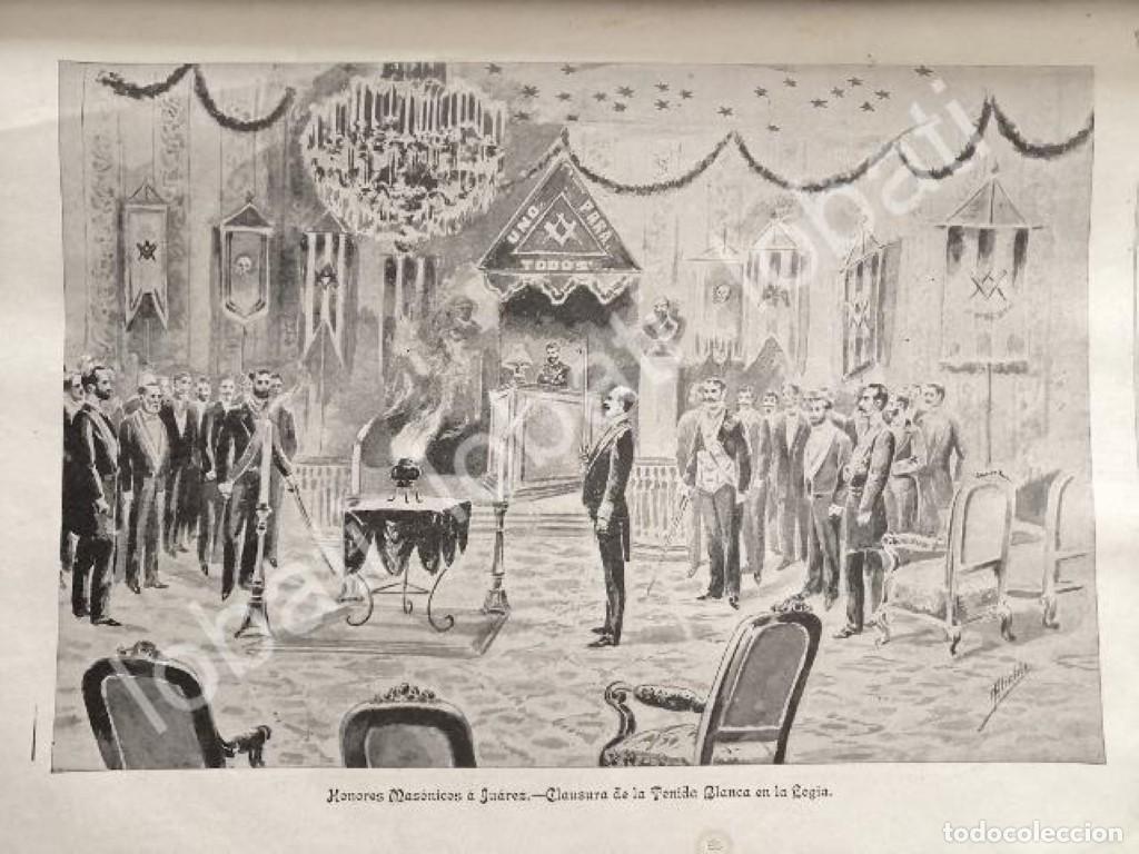 Collectionnisme d'affiches: CARTEL ANTIGUO ORIGINAL DE HONORES MASONICOS A BENITO JAUREZ 1895 / PLT LEA DESCRIPCION