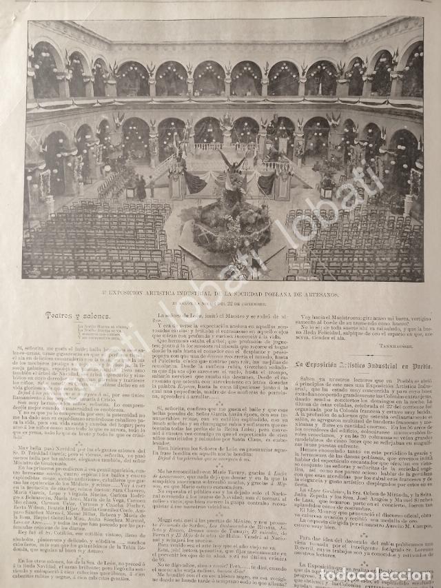 Collectionnisme d'affiches: CARTEL ANTIGUO ORIGINAL DE EXPOSICION ARTISTICA INDUESTRIAL DE PUEBLA 1895