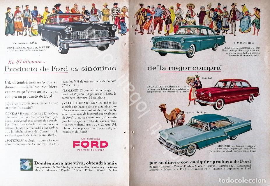 Collectionnisme d'affiches: CARTEL ANTIGUO ORIGINAL DE MINI AFICHE AUTOS FORD VARIOS 1956 /450