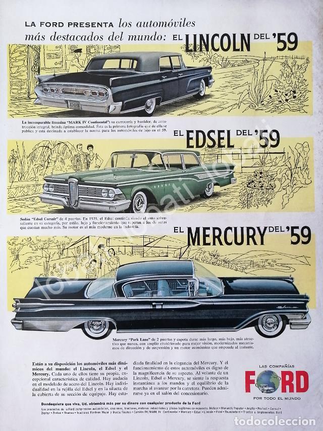 Collectionnisme d'affiches: CARTEL ANTIGUO ORIGINAL DE AUTOS FORD MERCURY, LINCOLN & EDSEL 1959 /471