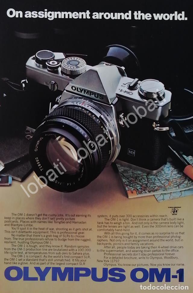 Collectionnisme d'affiches: CARTEL ANTIGUO ORIGINAL DE CAMARAS OLIMPUS OM-1 1970s /453