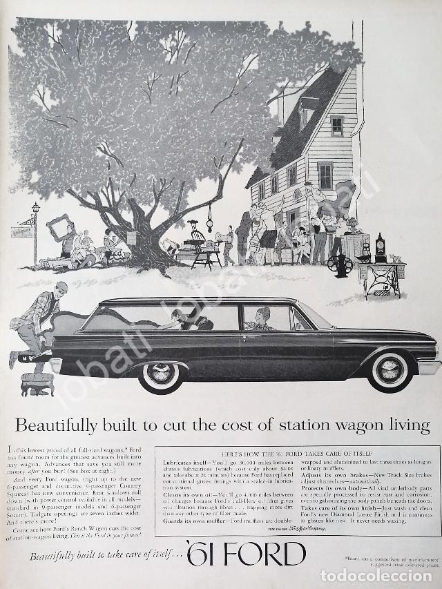 Collectionnisme d'affiches: CARTEL ANTIGUO ORIGINAL DE AUTOS FORD STATIO WAGON 1961 /487