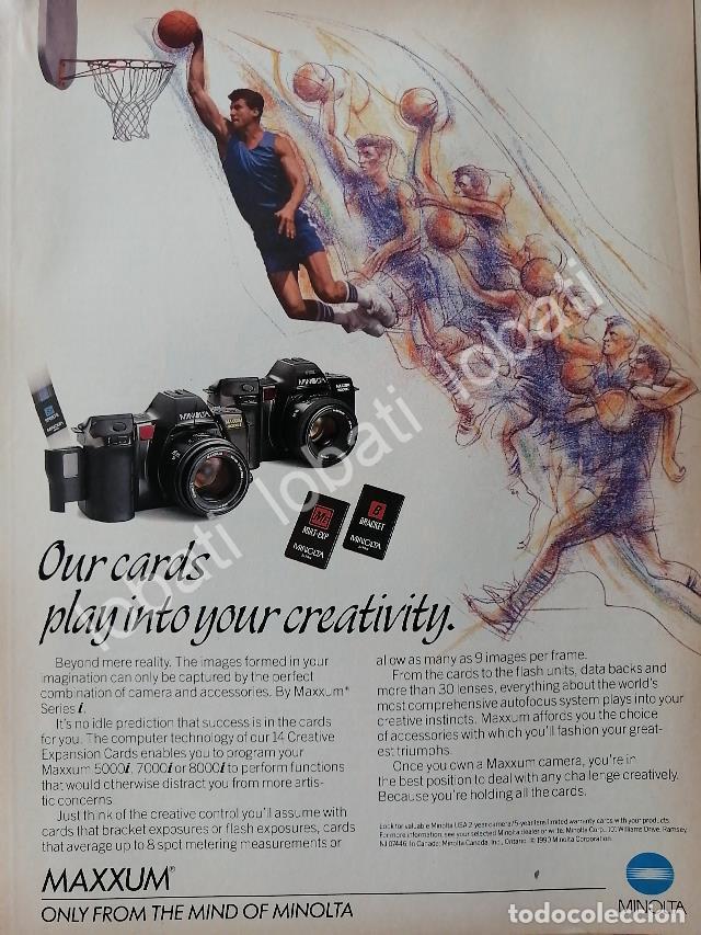 Collectionnisme d'affiches: CARTEL ANTIGUO ORIGINAL DE CAMARAS FOTOGRAFICAS MINOLTA MAXXUM 8000 1980s /465