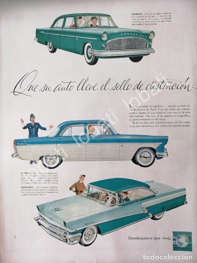 Collectionnisme d'affiches: CARTEL ANTIGUO ORIGINAL DE AUTOS FORD CONSUL - ZODIAC - MERCURY 1956 /505