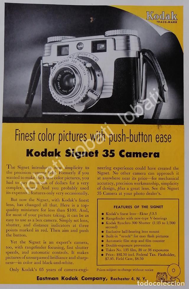 Collectionnisme d'affiches: CARTEL ANTIGUO ORIGINAL DE CAMARAS FOTOGRAFICAS KODAK SIGNET 35 1953 /526