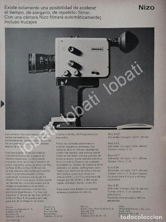 Collectionnisme d'affiches: CARTEL ANTIGUO ORIGINAL DE CAMARAS DE CINE 35mm NIZO 1969 /537 MUY RARO