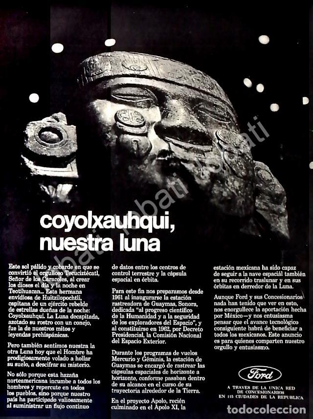 Poster collecting: CARTEL ANTIGUO ORIGINAL DE AUTOS FORD Y EL ALUNIZAJE DEL APOLO XI ESTACION DE GUAYMAS 1969