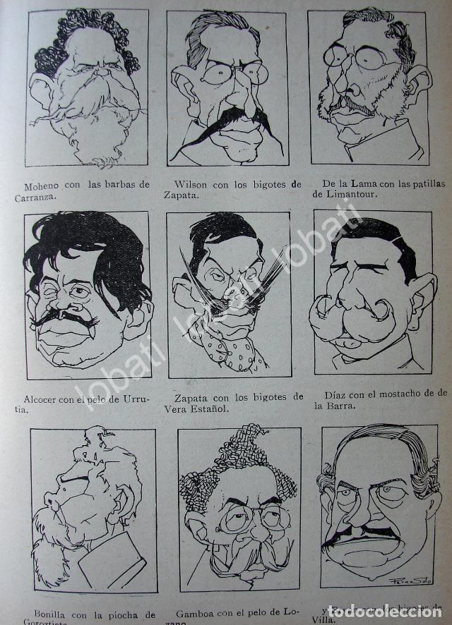 Poster collecting: CARICATURA ANTIGUA 1914 PERSONAJES DE LA REVOLUCION MEXICANA