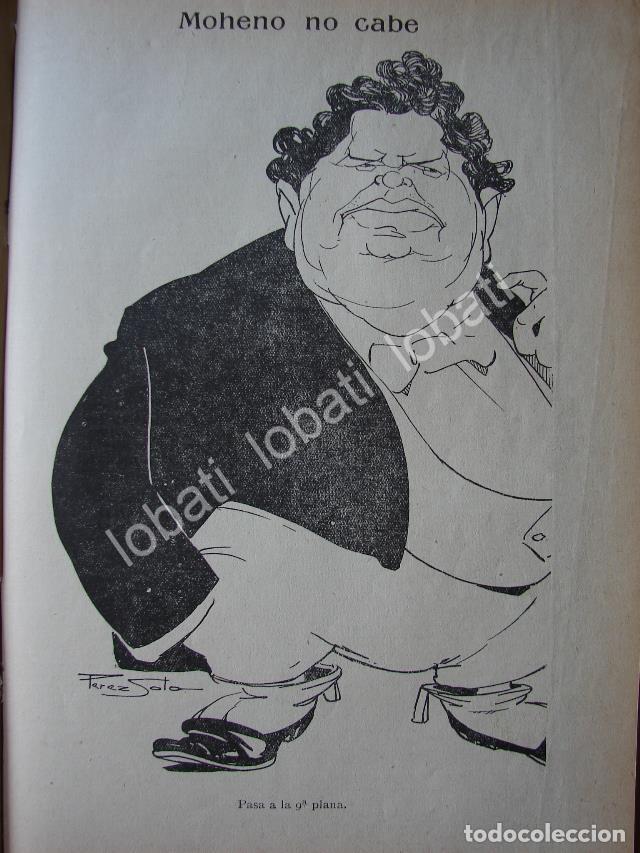 Poster collecting: CARICATURA ANTIGUA 1914. QUERIDO MOHENO. NO CABE