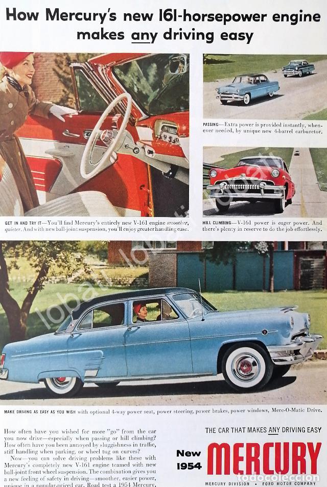 Collectionnisme d'affiches: CARTEL ANTIGUO ORIGINAL DE AUTOS FORD MERCURY 1954 /536