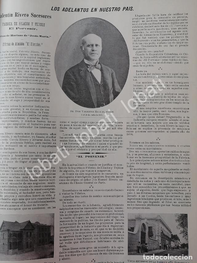 Collectionnisme d'affiches: CARTEL ANTIGUO ORIGINAL DE VALENTIN RIVERO Y FABRICA DE HILADOS Y TEJIDOS EL PORVENIR 1899 MONTERREY